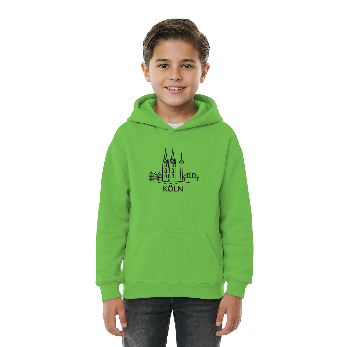 Köln Skyline (großer Druck auf der Brust) - Kids Basic Hoodie