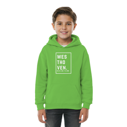 Westhoven Koordinaten (großer Druck auf der Brust) - Kids Basic Hoodie