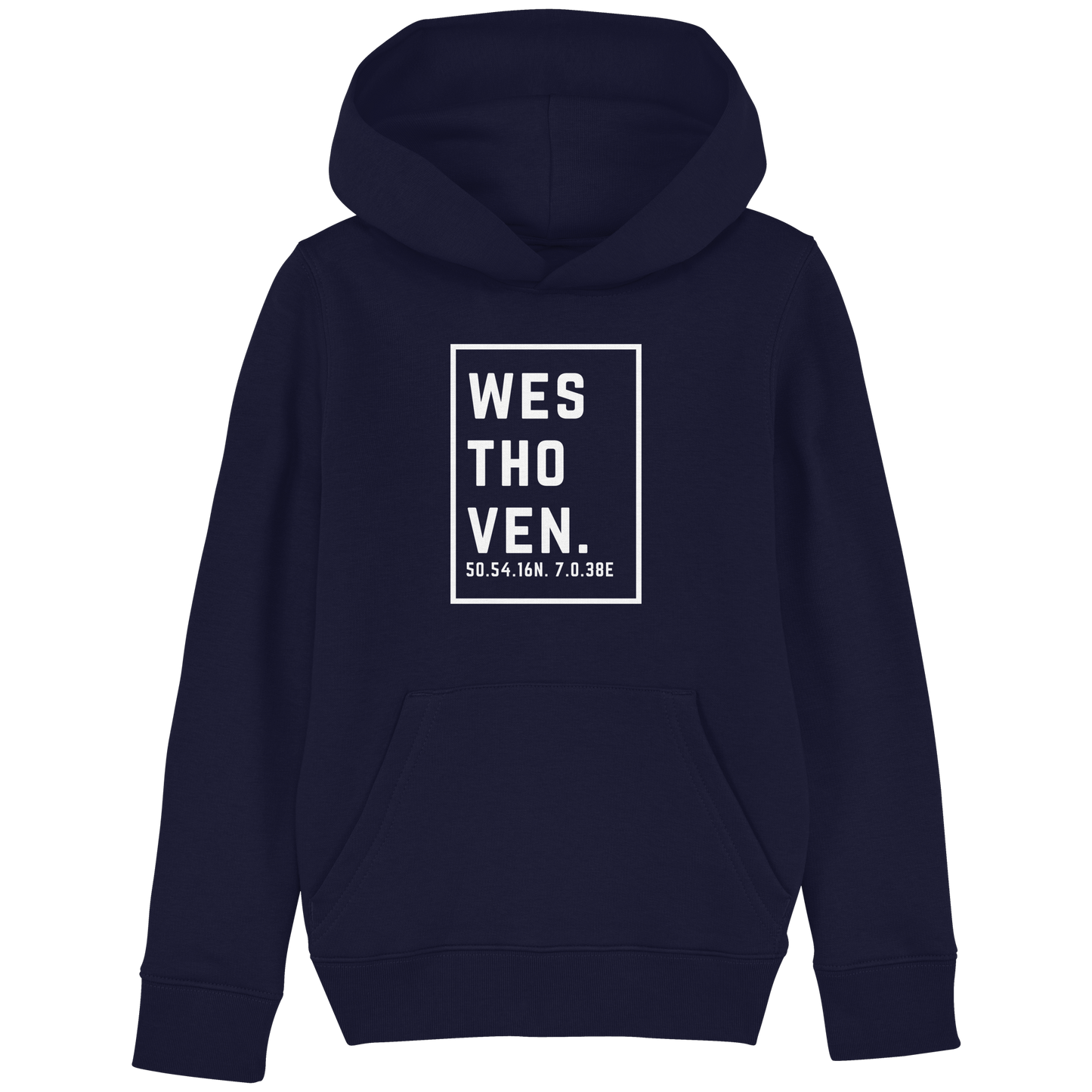 Westhoven Koordinaten (großer Druck auf der Brust) - Kids Basic Hoodie