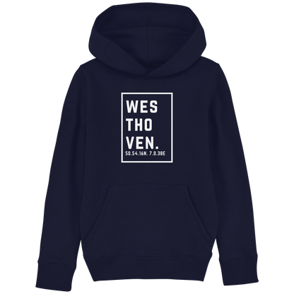 Westhoven Koordinaten (großer Druck auf der Brust) - Kids Basic Hoodie
