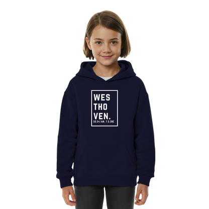 Westhoven Koordinaten (großer Druck auf der Brust) - Kids Basic Hoodie
