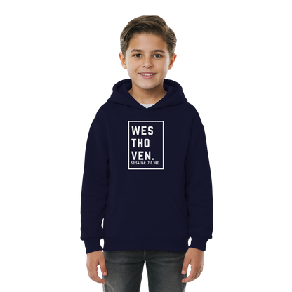 Westhoven Koordinaten (großer Druck auf der Brust) - Kids Basic Hoodie