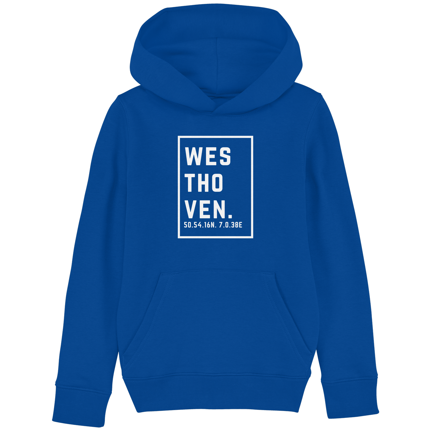 Westhoven Koordinaten (großer Druck auf der Brust) - Kids Basic Hoodie