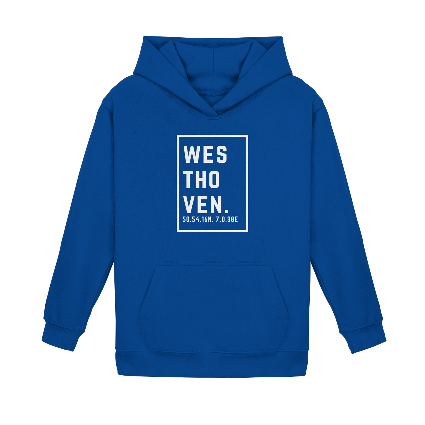 Westhoven Koordinaten (großer Druck auf der Brust) - Kids Basic Hoodie