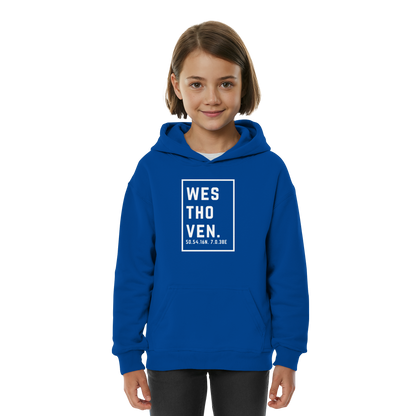 Westhoven Koordinaten (großer Druck auf der Brust) - Kids Basic Hoodie