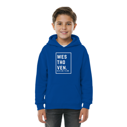 Westhoven Koordinaten (großer Druck auf der Brust) - Kids Basic Hoodie