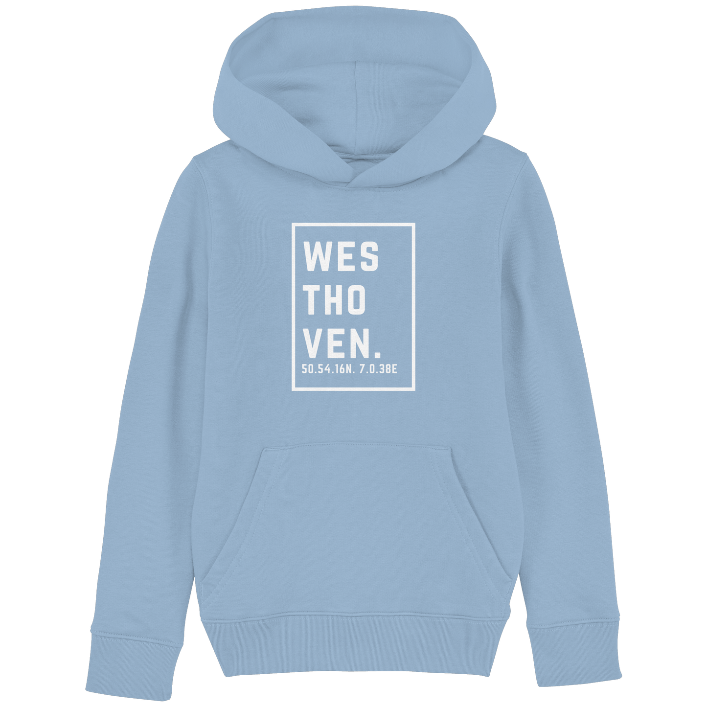 Westhoven Koordinaten (großer Druck auf der Brust) - Kids Basic Hoodie