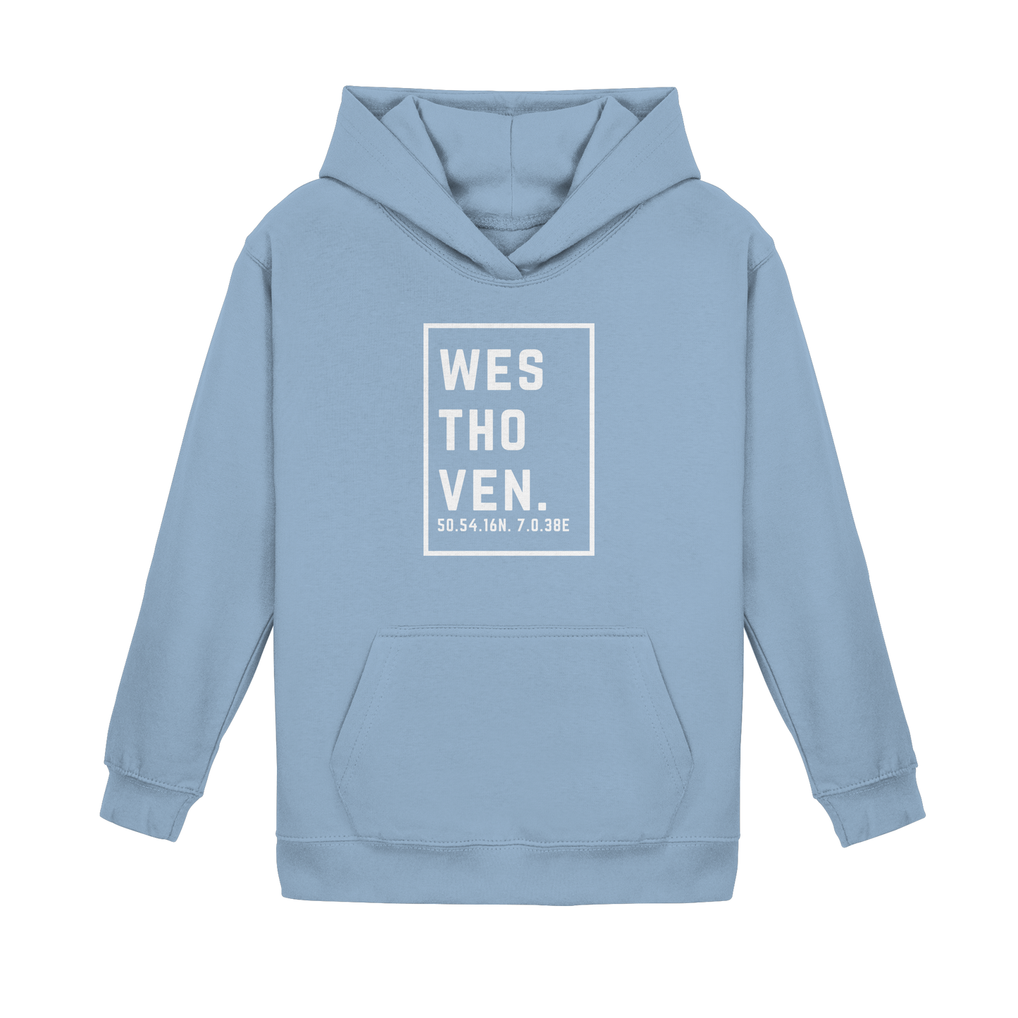 Westhoven Koordinaten (großer Druck auf der Brust) - Kids Basic Hoodie