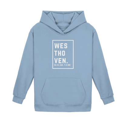 Westhoven Koordinaten (großer Druck auf der Brust) - Kids Basic Hoodie