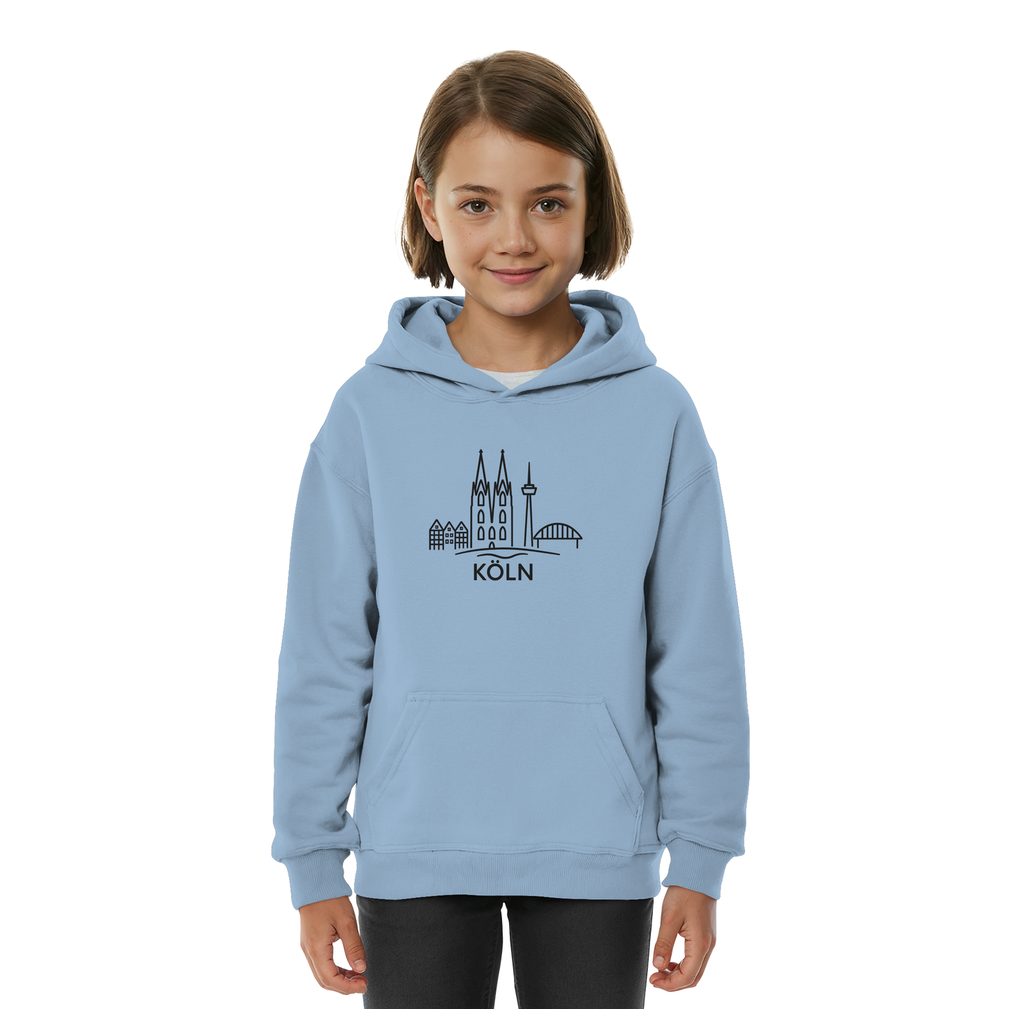 Köln Skyline (großer Druck auf der Brust) - Kids Basic Hoodie