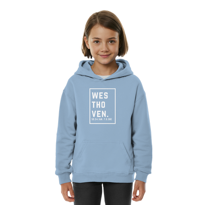 Westhoven Koordinaten (großer Druck auf der Brust) - Kids Basic Hoodie