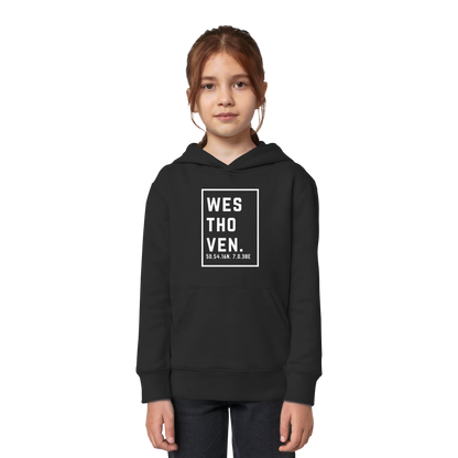 Westhoven Koordinaten (großer Druck auf der Brust) - Kids Organic Hoodie