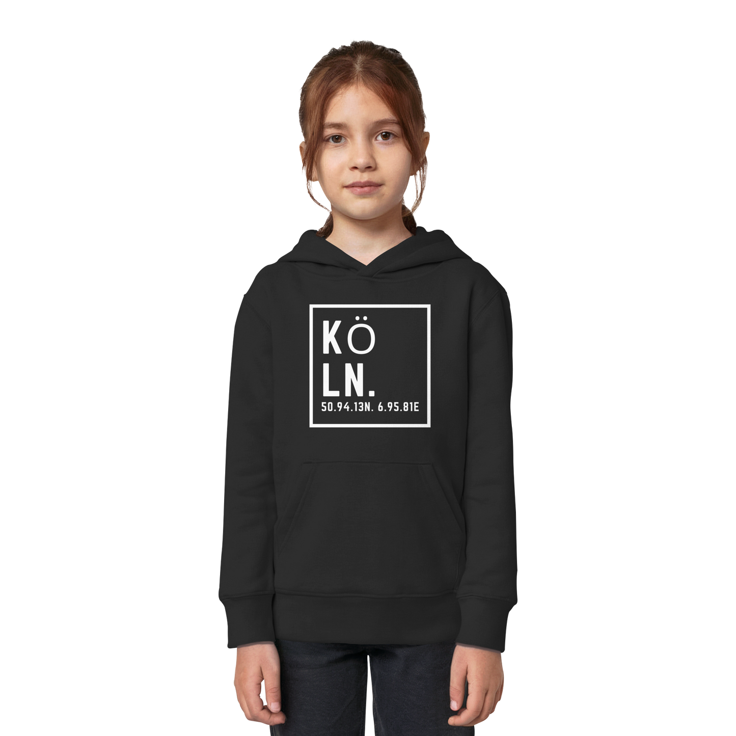 Köln Koordinaten (großer Druck auf der Brust) - Kids Organic Hoodie