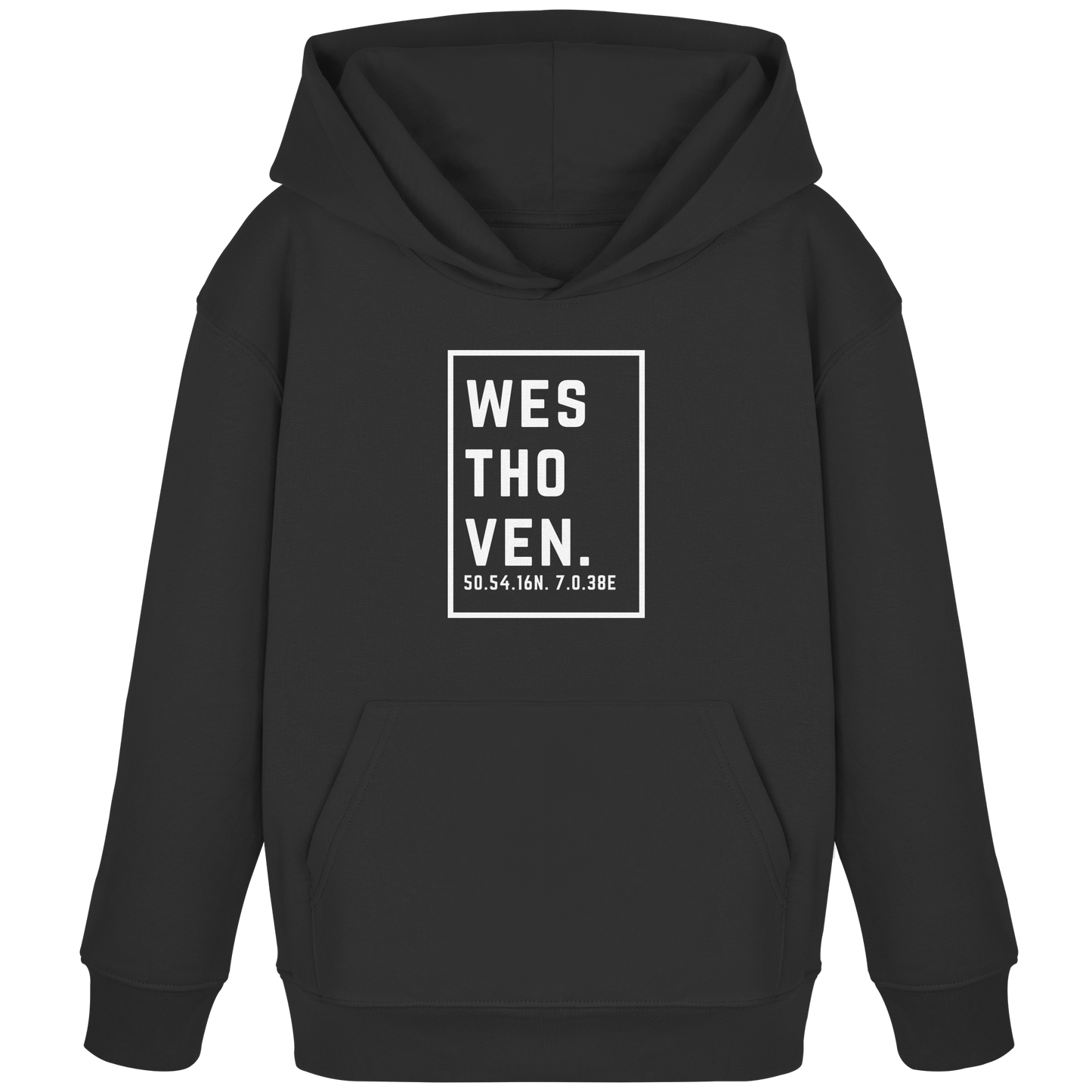 Westhoven Koordinaten (großer Druck auf der Brust) - Kids Organic Hoodie