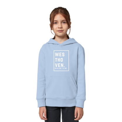 Westhoven Koordinaten (großer Druck auf der Brust) - Kids Organic Hoodie