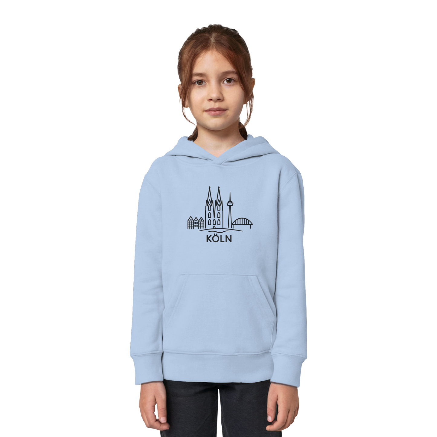 Köln Skyline (großer Druck auf der Brust) - Kids Organic Hoodie