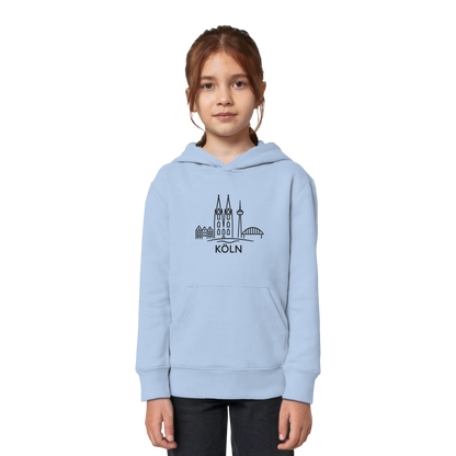 Köln Skyline (großer Druck auf der Brust) - Kids Organic Hoodie