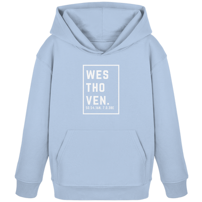 Westhoven Koordinaten (großer Druck auf der Brust) - Kids Organic Hoodie