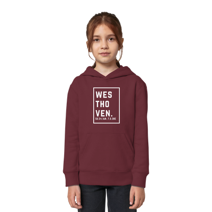 Westhoven Koordinaten (großer Druck auf der Brust) - Kids Organic Hoodie
