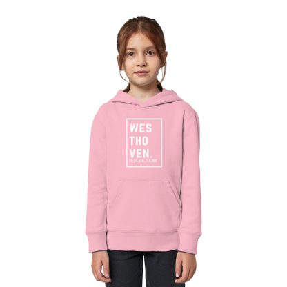 Westhoven Koordinaten (großer Druck auf der Brust) - Kids Organic Hoodie