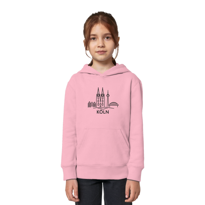 Köln Skyline (großer Druck auf der Brust) - Kids Organic Hoodie