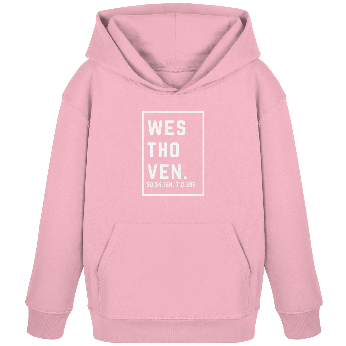 Westhoven Koordinaten (großer Druck auf der Brust) - Kids Organic Hoodie