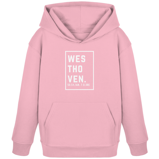Westhoven Koordinaten (großer Druck auf der Brust) - Kids Organic Hoodie