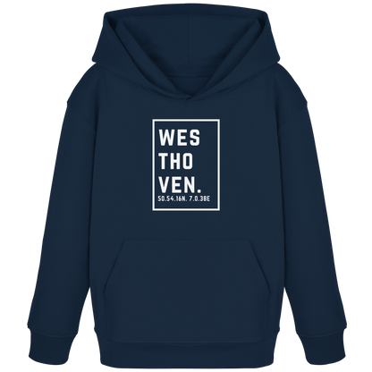 Westhoven Koordinaten (großer Druck auf der Brust) - Kids Organic Hoodie