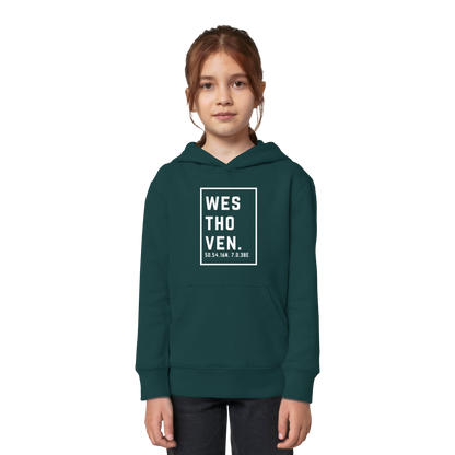 Westhoven Koordinaten (großer Druck auf der Brust) - Kids Organic Hoodie
