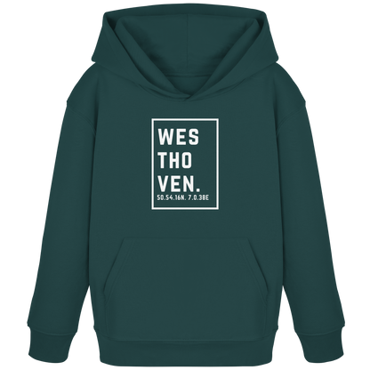 Westhoven Koordinaten (großer Druck auf der Brust) - Kids Organic Hoodie