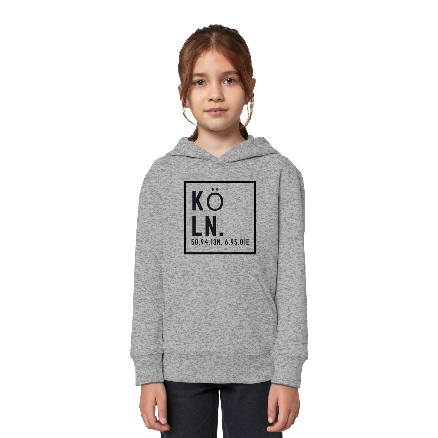 Köln Koordinaten (großer Druck auf der Brust) - Kids Organic Hoodie