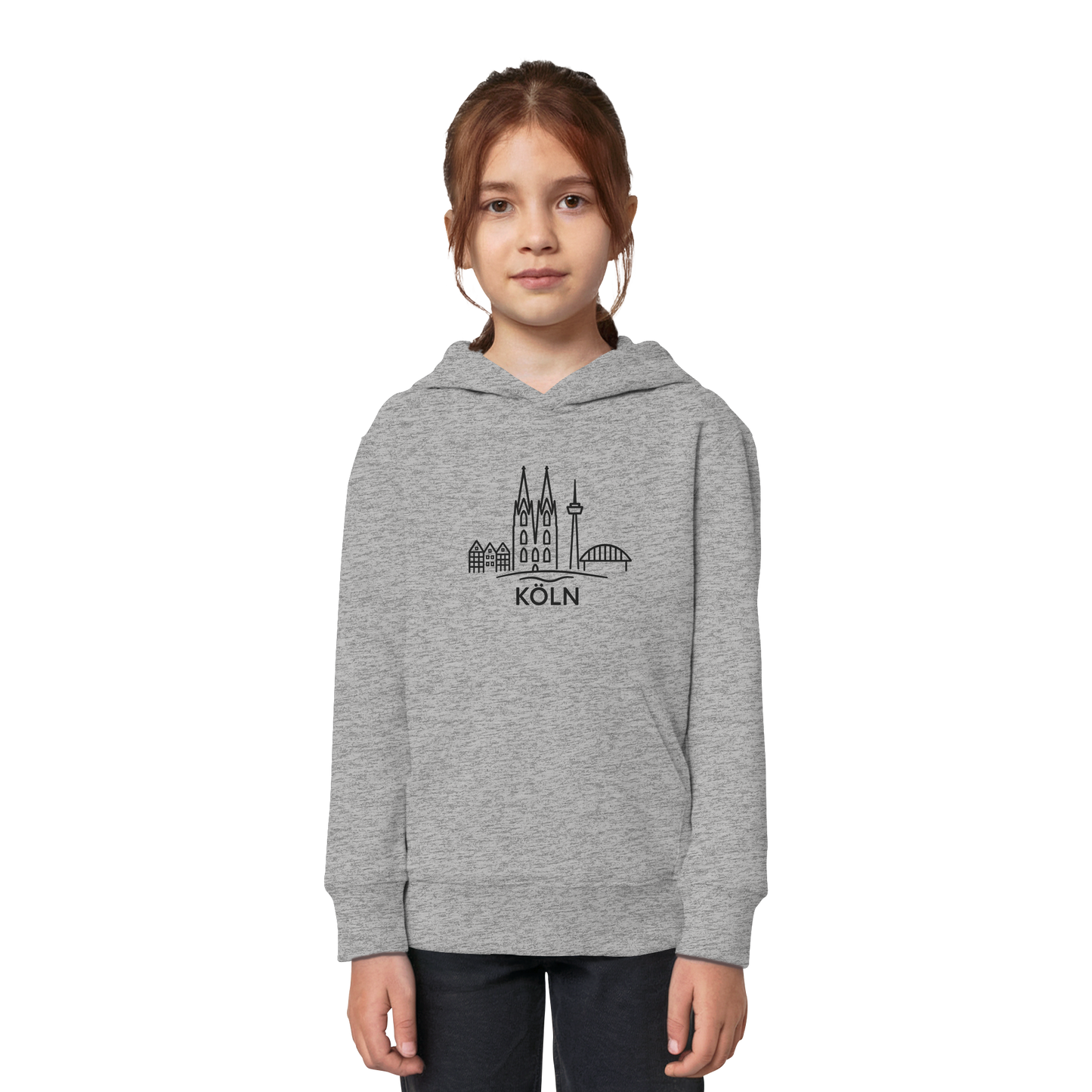 Köln Skyline (großer Druck auf der Brust) - Kids Organic Hoodie