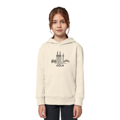 Köln Skyline (großer Druck auf der Brust) - Kids Organic Hoodie