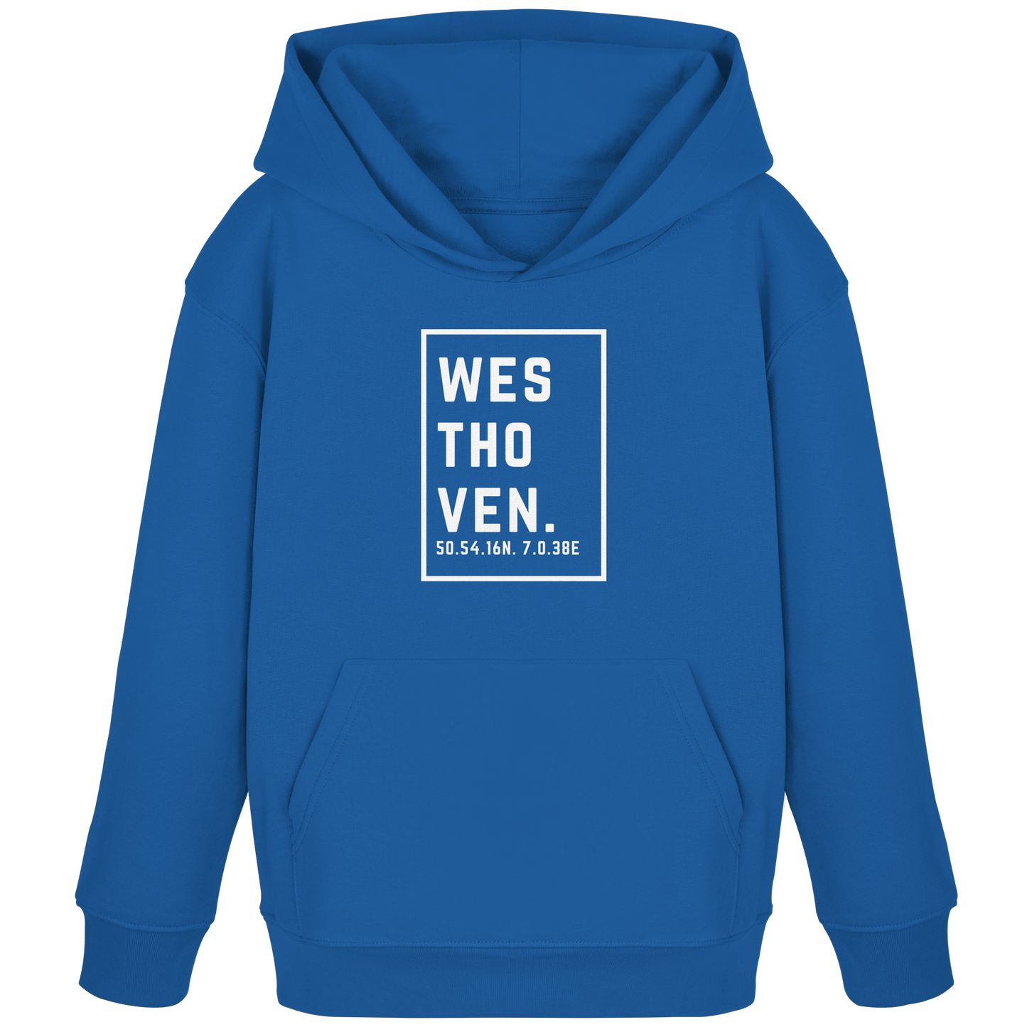 Westhoven Koordinaten (großer Druck auf der Brust) - Kids Organic Hoodie