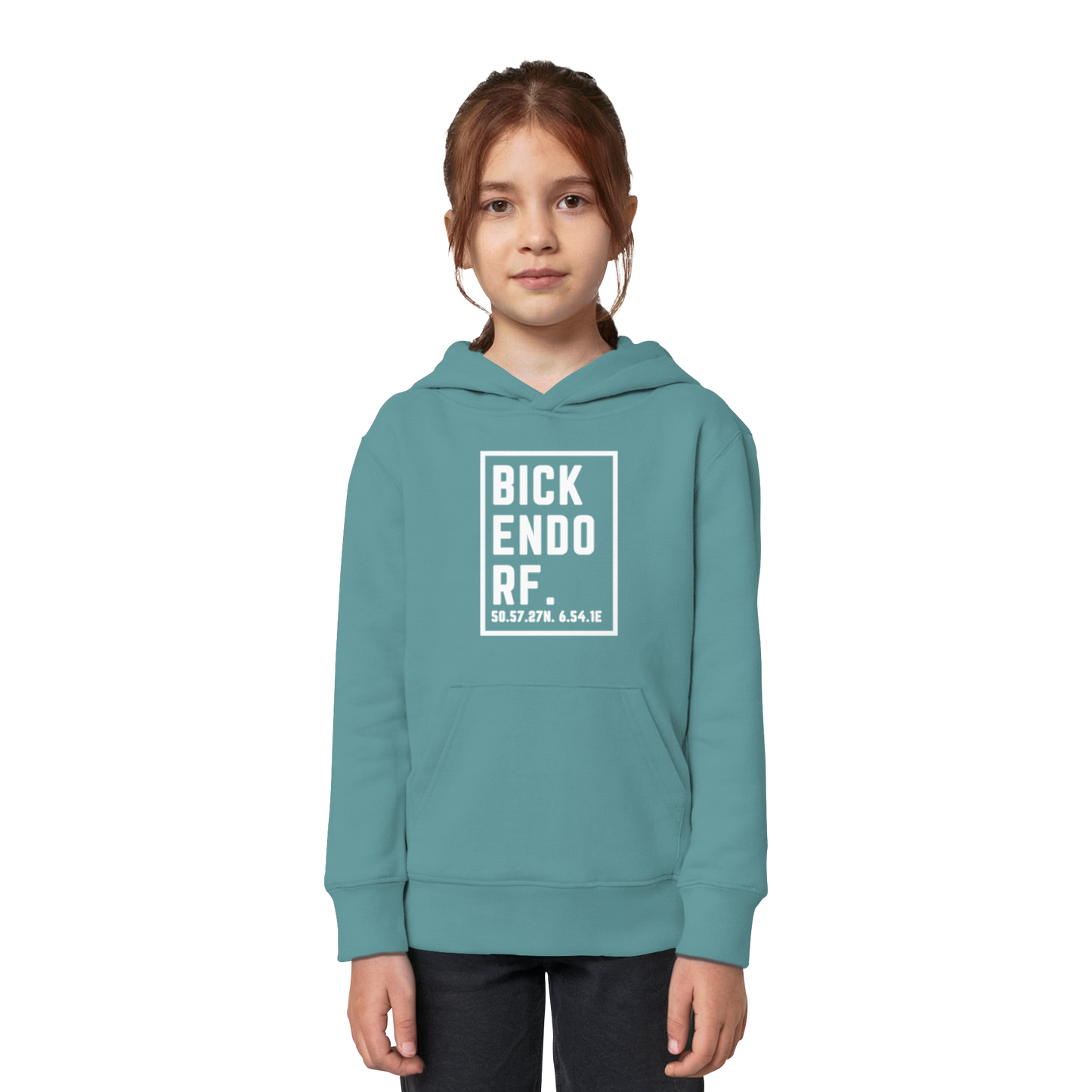 Bickendorf Koordinaten (großer Druck auf der Brust) - Kids Organic Hoodie