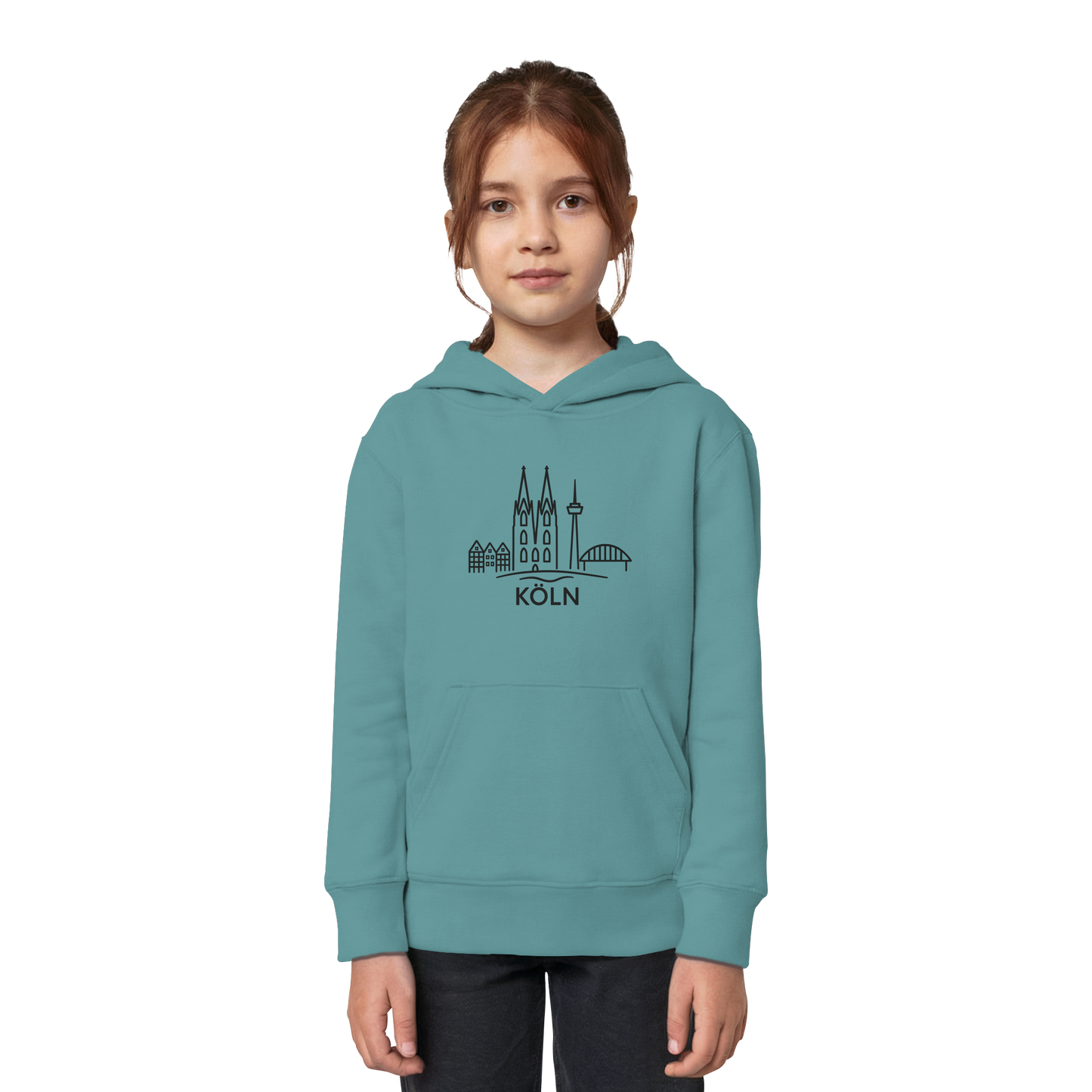 Köln Skyline (großer Druck auf der Brust) - Kids Organic Hoodie