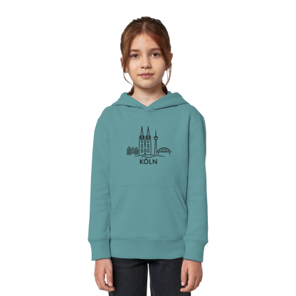 Köln Skyline (großer Druck auf der Brust) - Kids Organic Hoodie