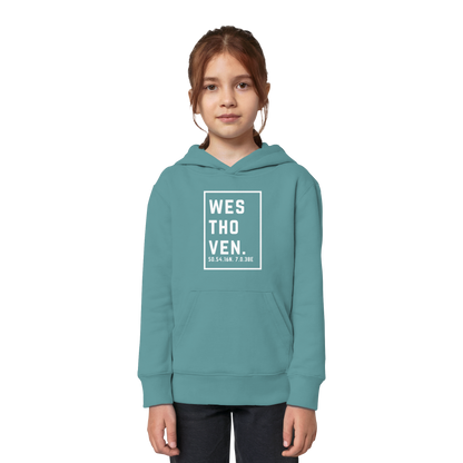 Westhoven Koordinaten (großer Druck auf der Brust) - Kids Organic Hoodie