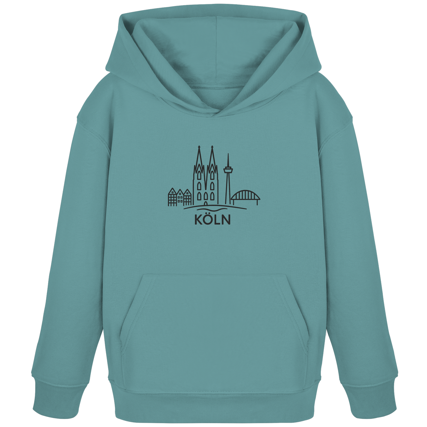 Köln Skyline (großer Druck auf der Brust) - Kids Organic Hoodie