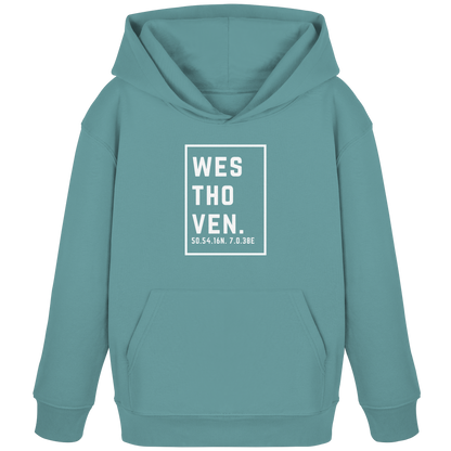 Westhoven Koordinaten (großer Druck auf der Brust) - Kids Organic Hoodie