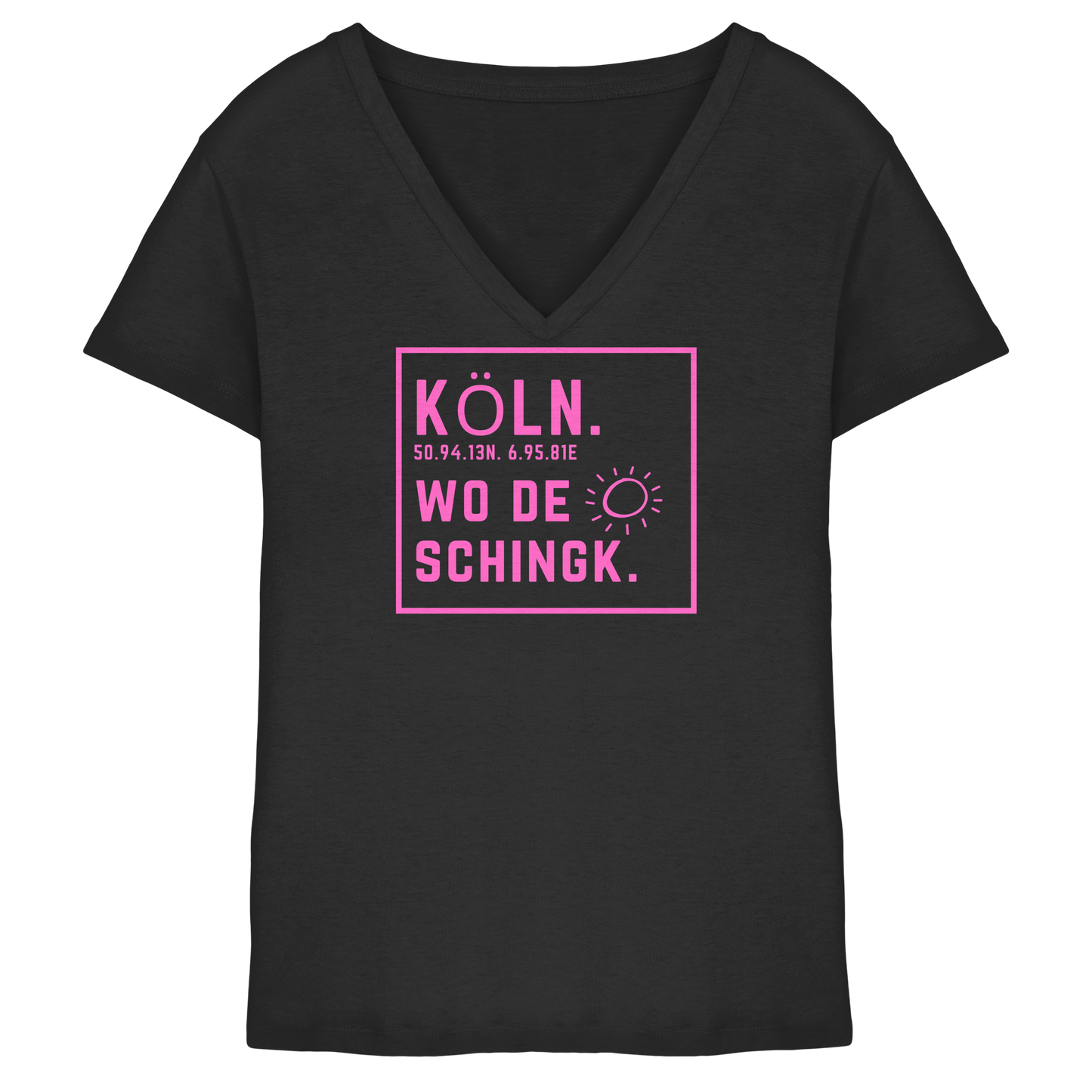 Wo de Sonn schingk - Köln Druck  - Ladies V-Neck Shirt