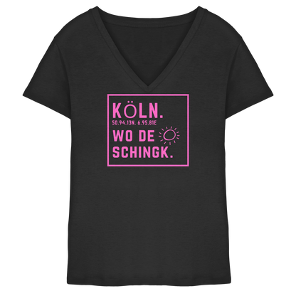 Wo de Sonn schingk - Köln Druck  - Ladies V-Neck Shirt