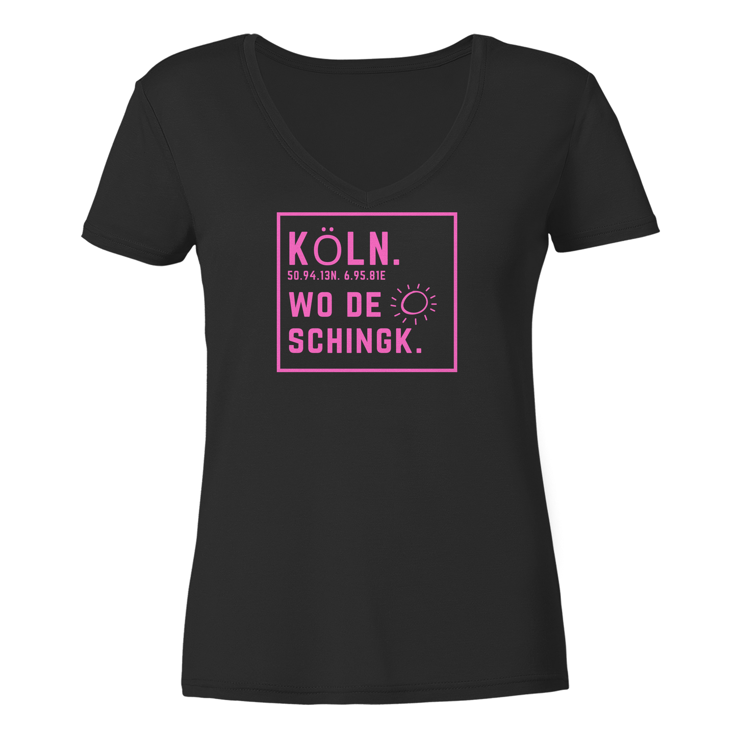 Wo de Sonn schingk - Köln Druck  - Ladies V-Neck Shirt