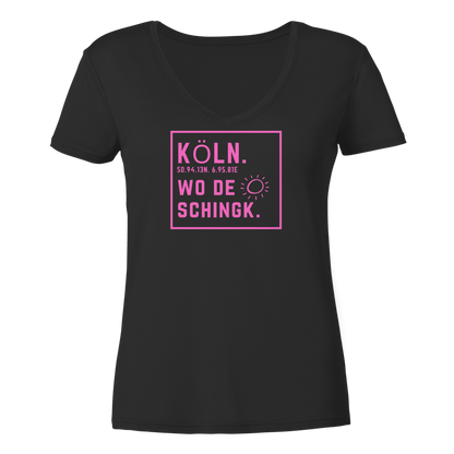 Wo de Sonn schingk - Köln Druck  - Ladies V-Neck Shirt