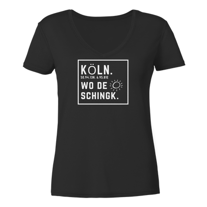 Wo de Sonn schingk - Köln Druck - Ladies V-Neck Shirt