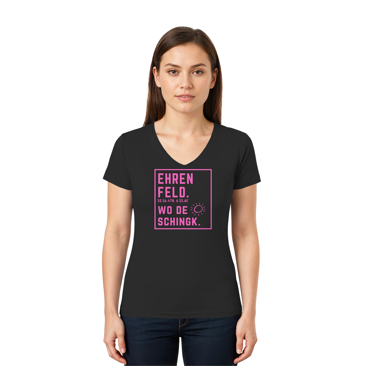 Wo de Sonn schingk - Ehrenfeld Druck   - Ladies V-Neck Shirt