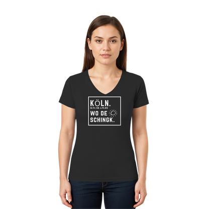 Wo de Sonn schingk - Köln Druck - Ladies V-Neck Shirt