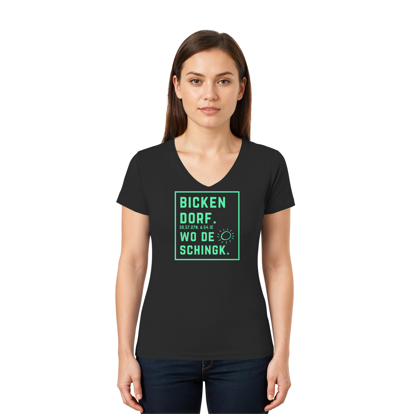 Wo de Sonn schingk - Bickendorf Druck - Ladies V-Neck Shirt