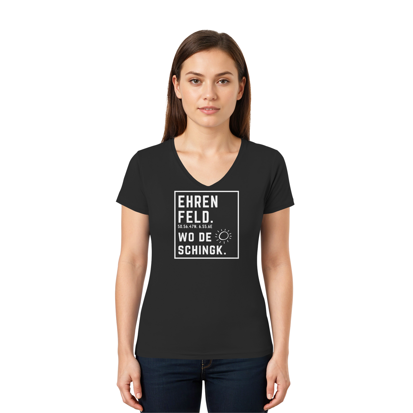 Wo de Sonn schingk - Ehrenfeld Druck - Ladies V-Neck Shirt