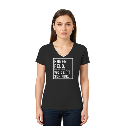Wo de Sonn schingk - Ehrenfeld Druck - Ladies V-Neck Shirt